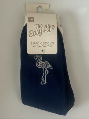 The easy life, NWT, unisex, Flamingo Crew Socks - 2 Pack, size L/XL